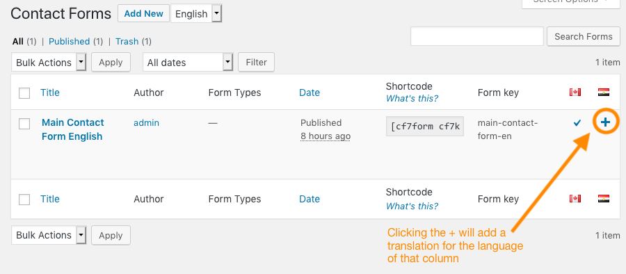 Contact forms adding new translation | Phrase