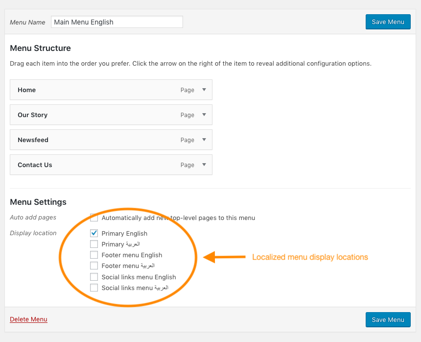 Localized menu display locations | Phrase