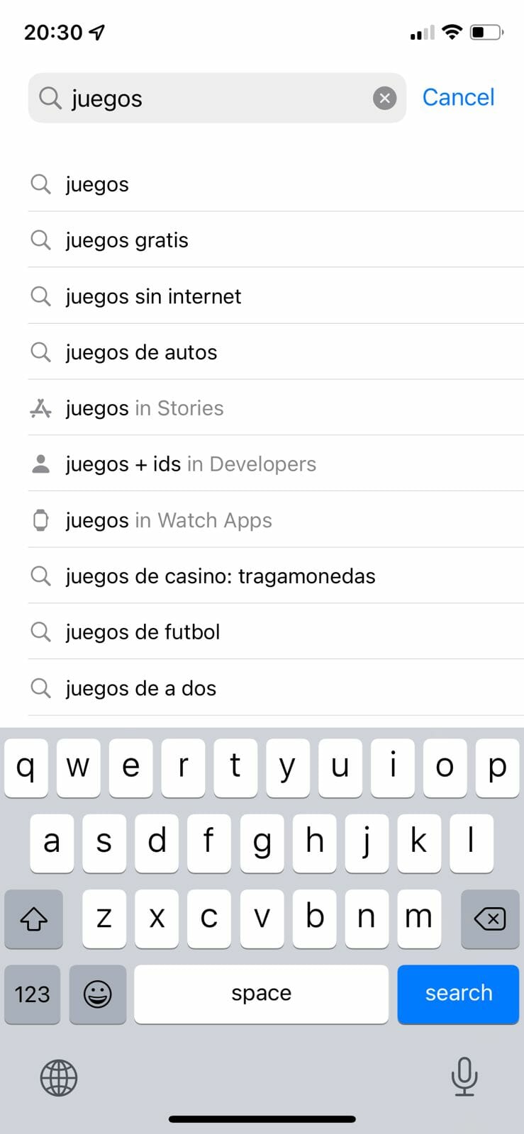 Spanish search query on a mobile screen | Phrase