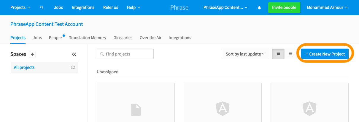 Creating a new project in Phrase | Phrase