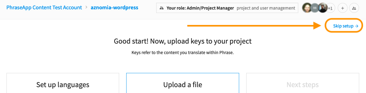 Skipping the project setup in Phrase | Phrase