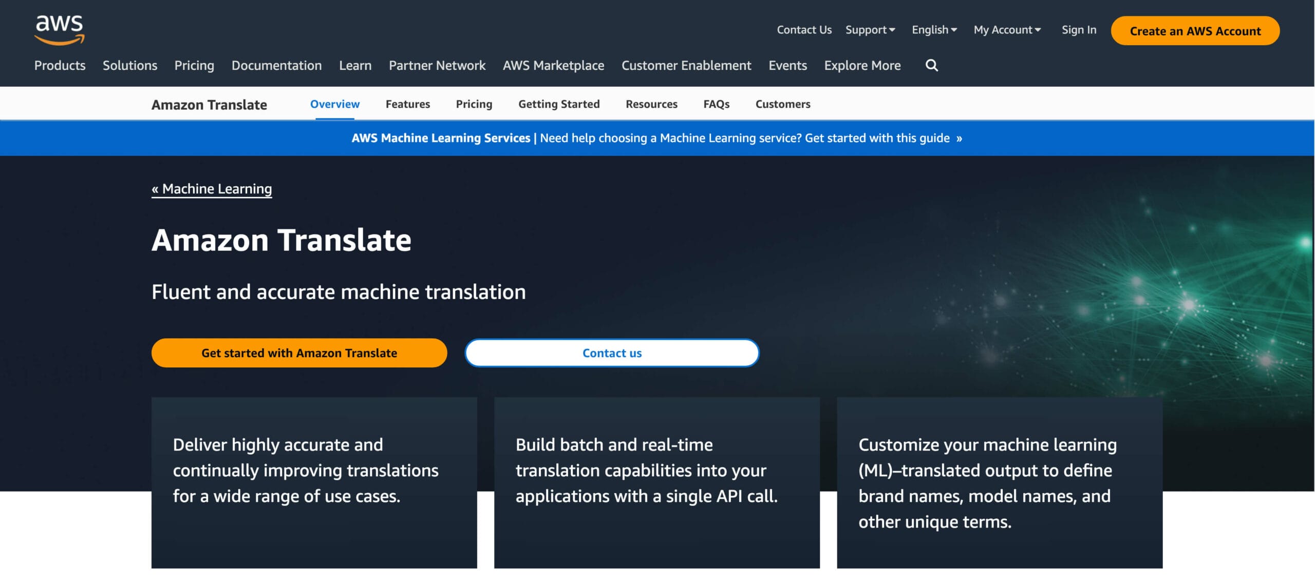 AWS Amazon Translate homepage | Phrase