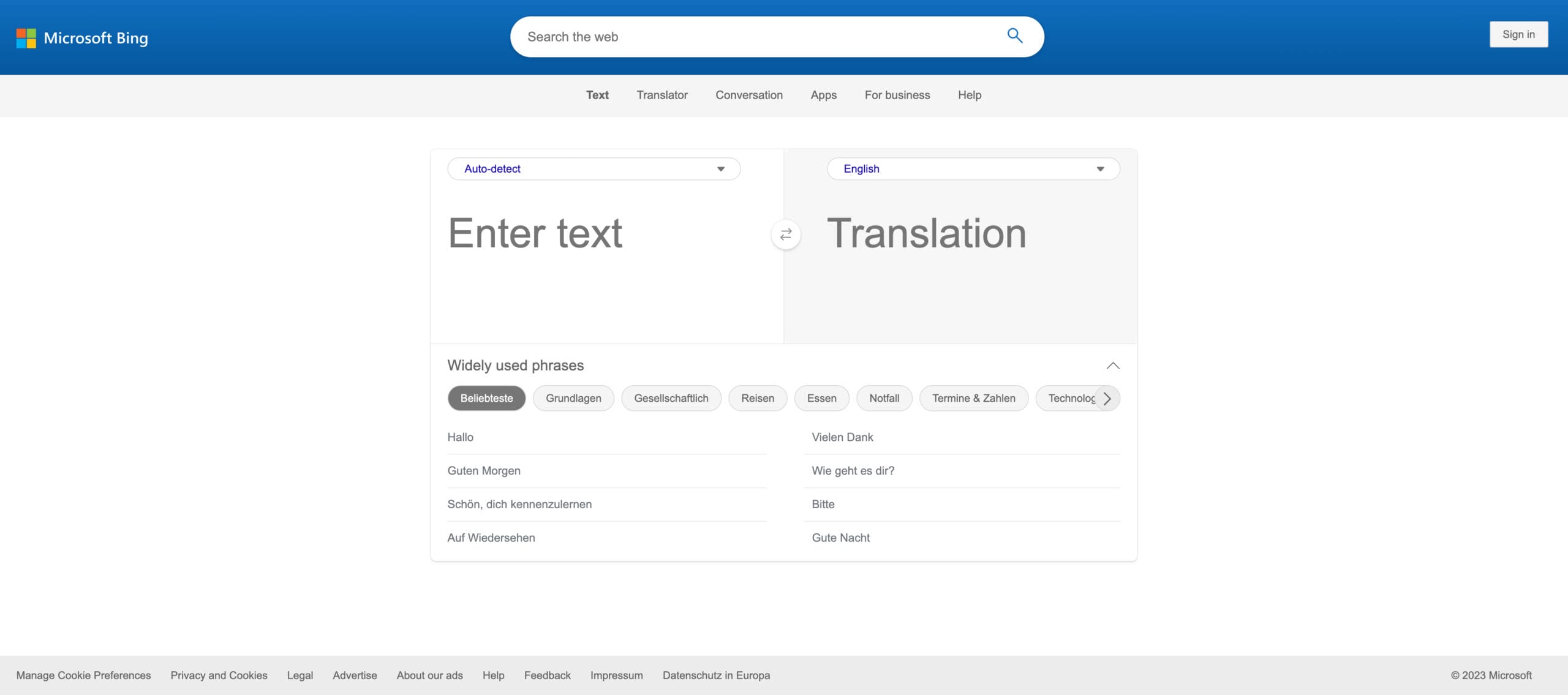 Microsoft's Bing Translator UI | Phrase