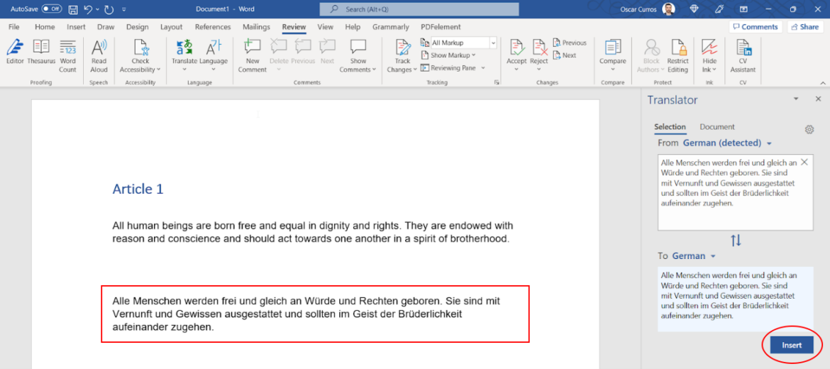 How to translate a Word document: insert automatic translation | Phrase
