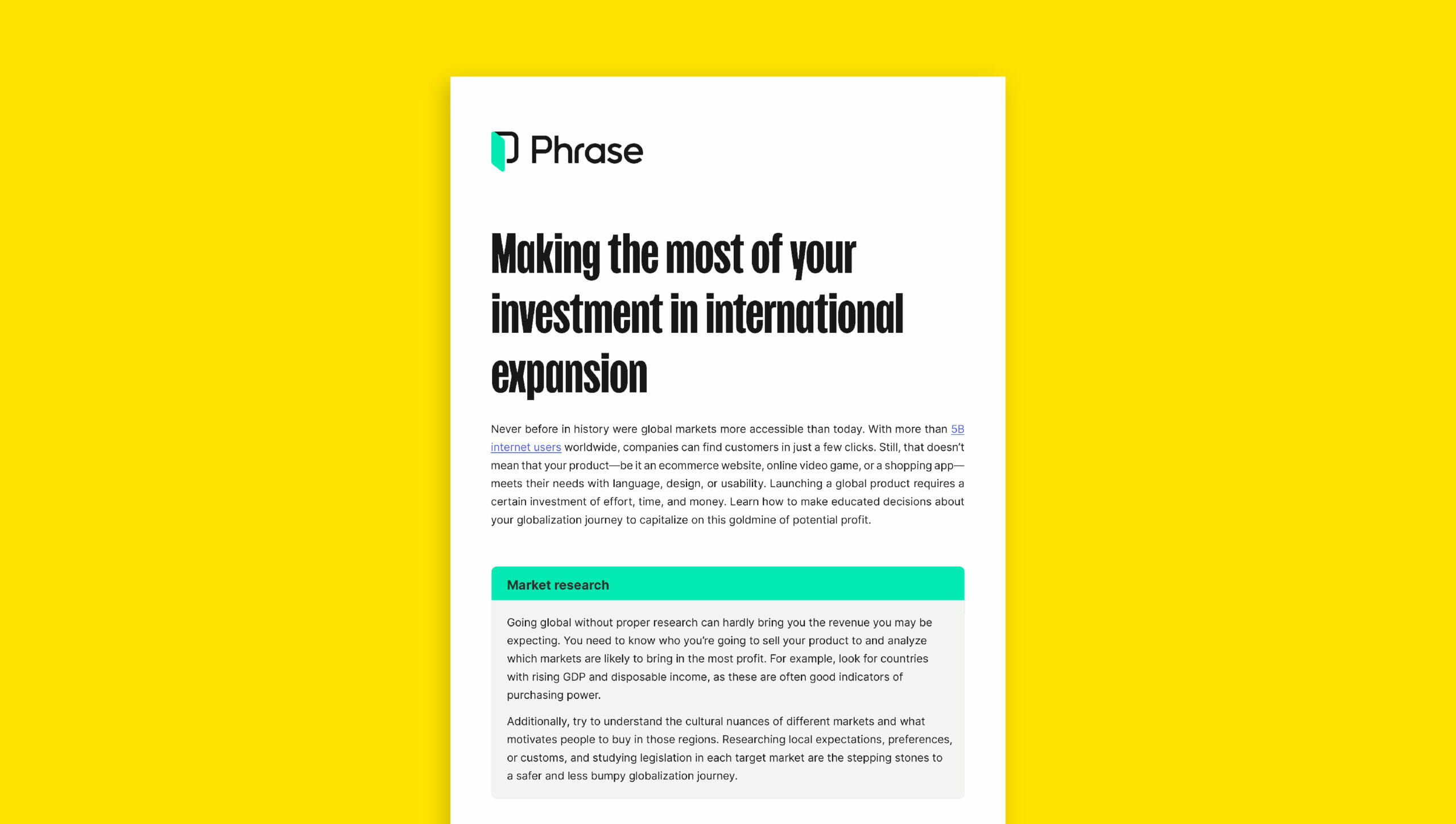 International expansion ROI guide featured image | Phrase