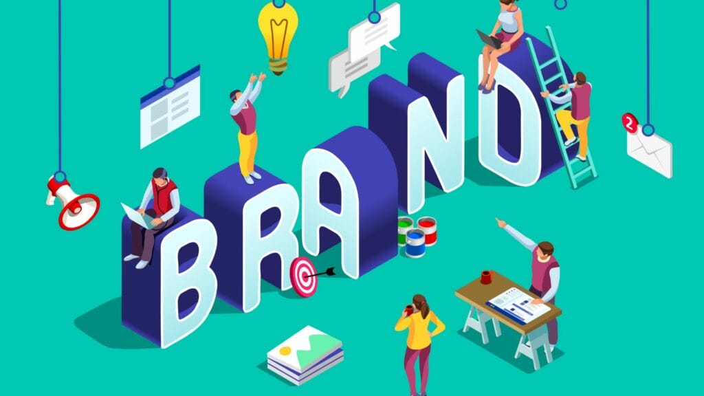 Brand vector text isometric logo