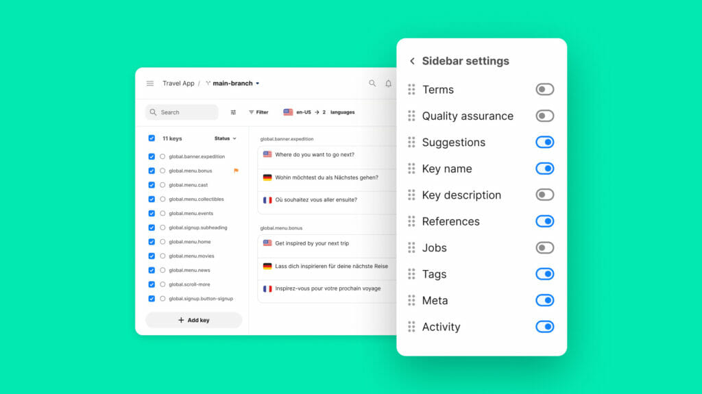 Contextual sidebar May 2023 cadence launch | Phrase