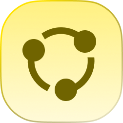 Icon of a magnifying glass over two overlapping circles, representing joint discovery and collaborative exploration.