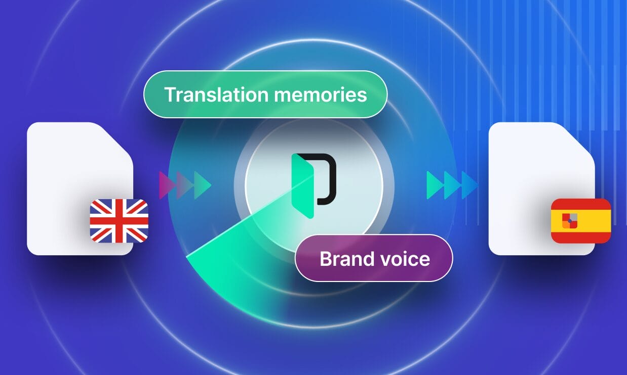 Visualization of context-aware machine translation in Phrase, highlighting multi-segment analysis, surrounding text comprehension, and improved translation accuracy.