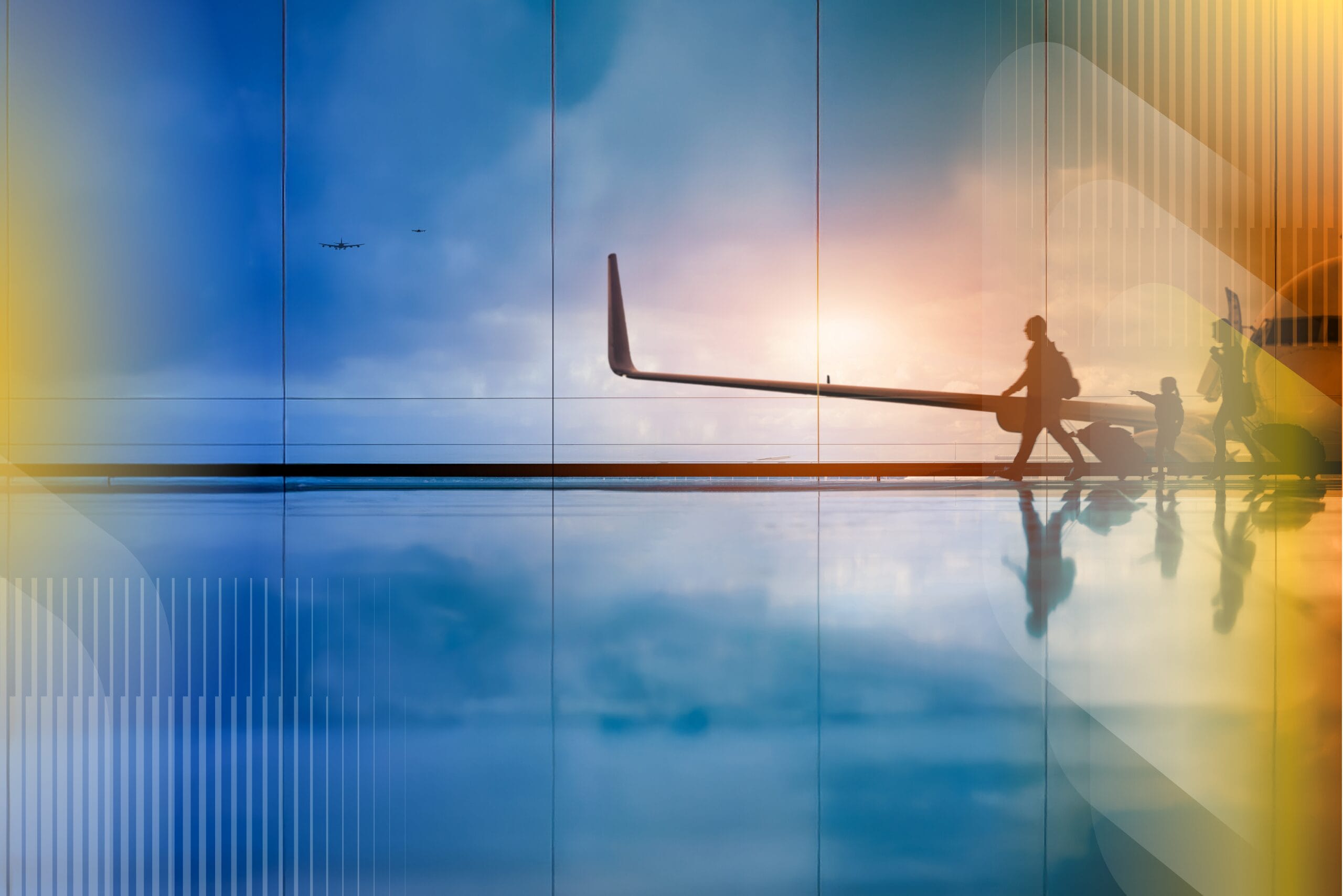 stock image of people walking off a plane