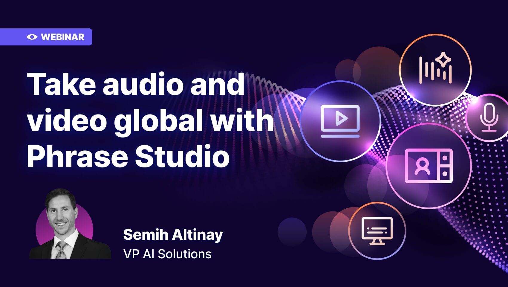 Phrase Studio webinar visual with the speaker's headshot