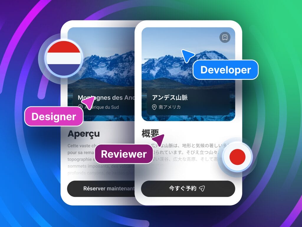 Illustration showing easy UX testing with Phrase, highlighting in-context user interface review of localized elements