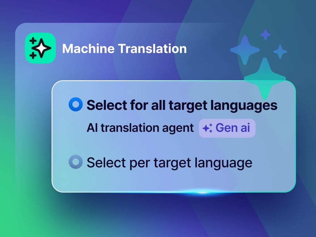 展示 Phrase AI 译后编辑的插图,AI 翻译智能体自动提高翻译质量和一致性。