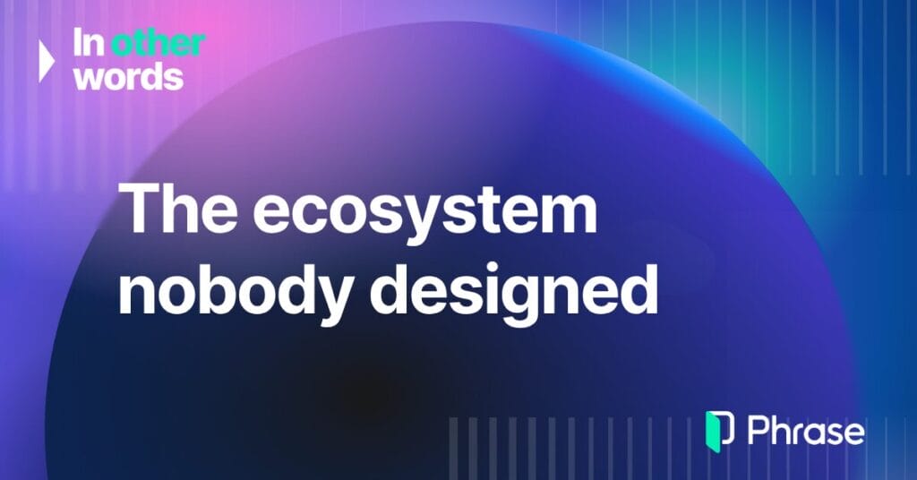 Phrase "In Other Words" podcast graphic with bold white text reading "The ecosystem nobody designed" on dark blue gradient background